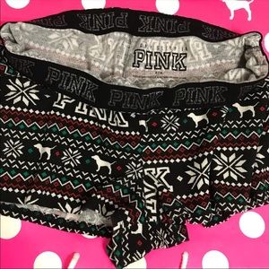 PINK | XMAS Glitter Logo Sleep Shorts